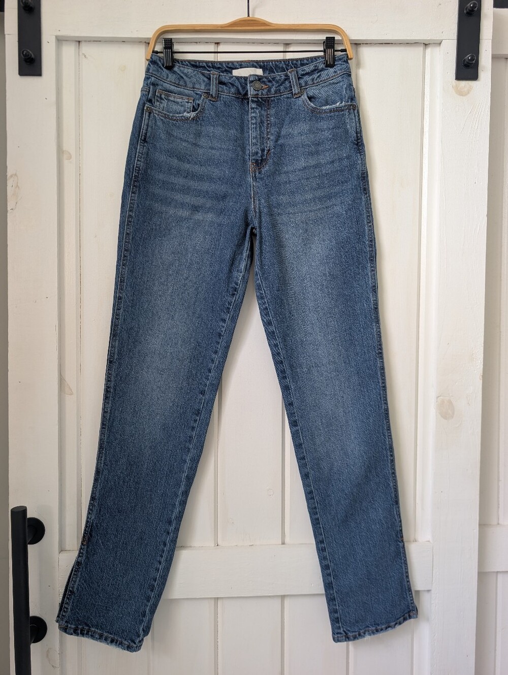 HABITUAL High Rise Split Hem Ankle Jeans Size 4 27 Medium Wash Stretch Denim